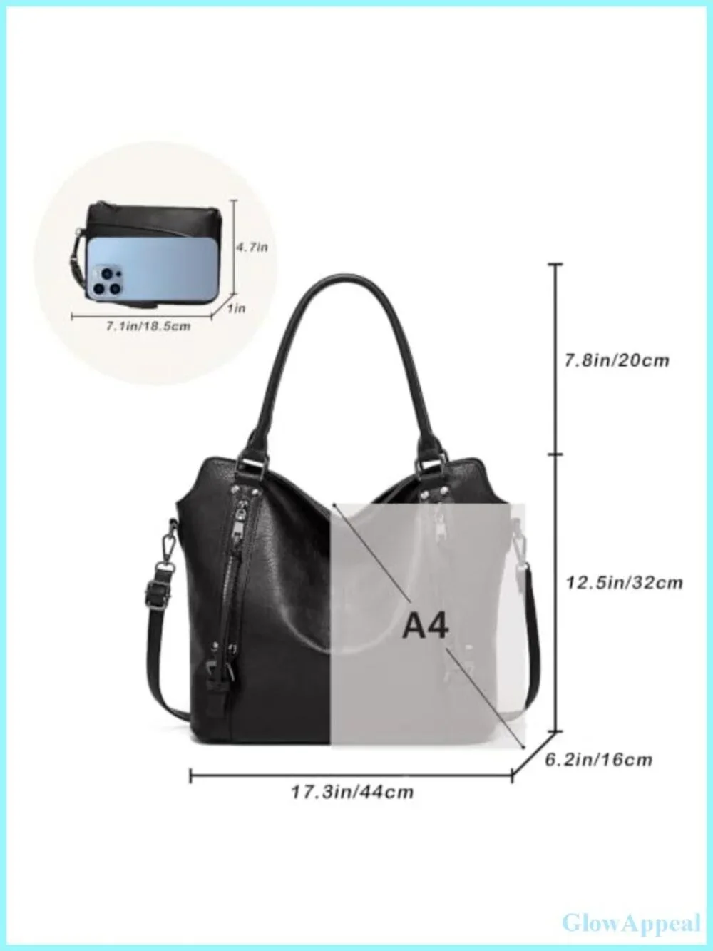 Large PU Leather Hobo Tote for Women Shoulder Bag Work Travel